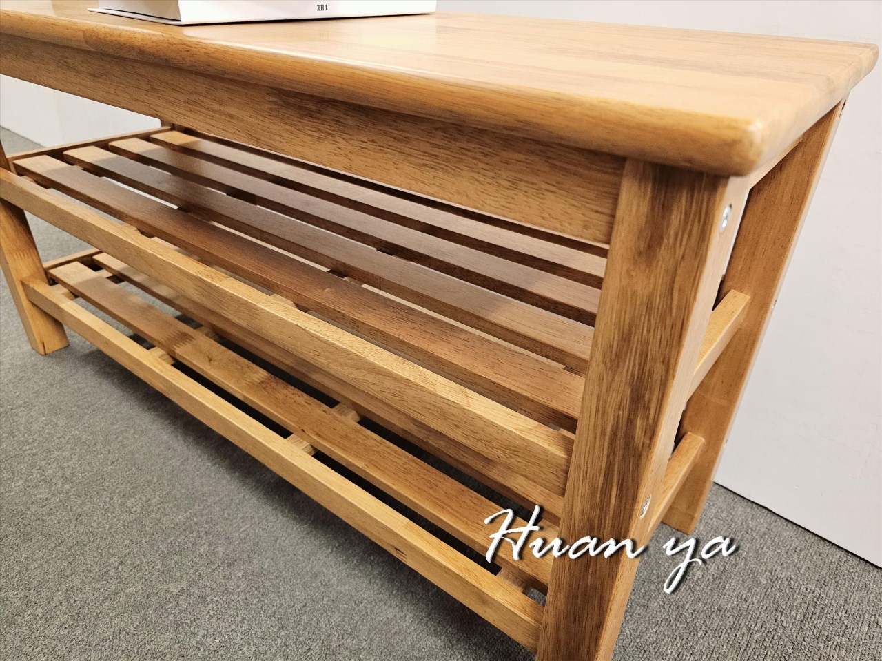 日系柚木實木坐鞋架【可當電視架/等待椅/書架/置物架】