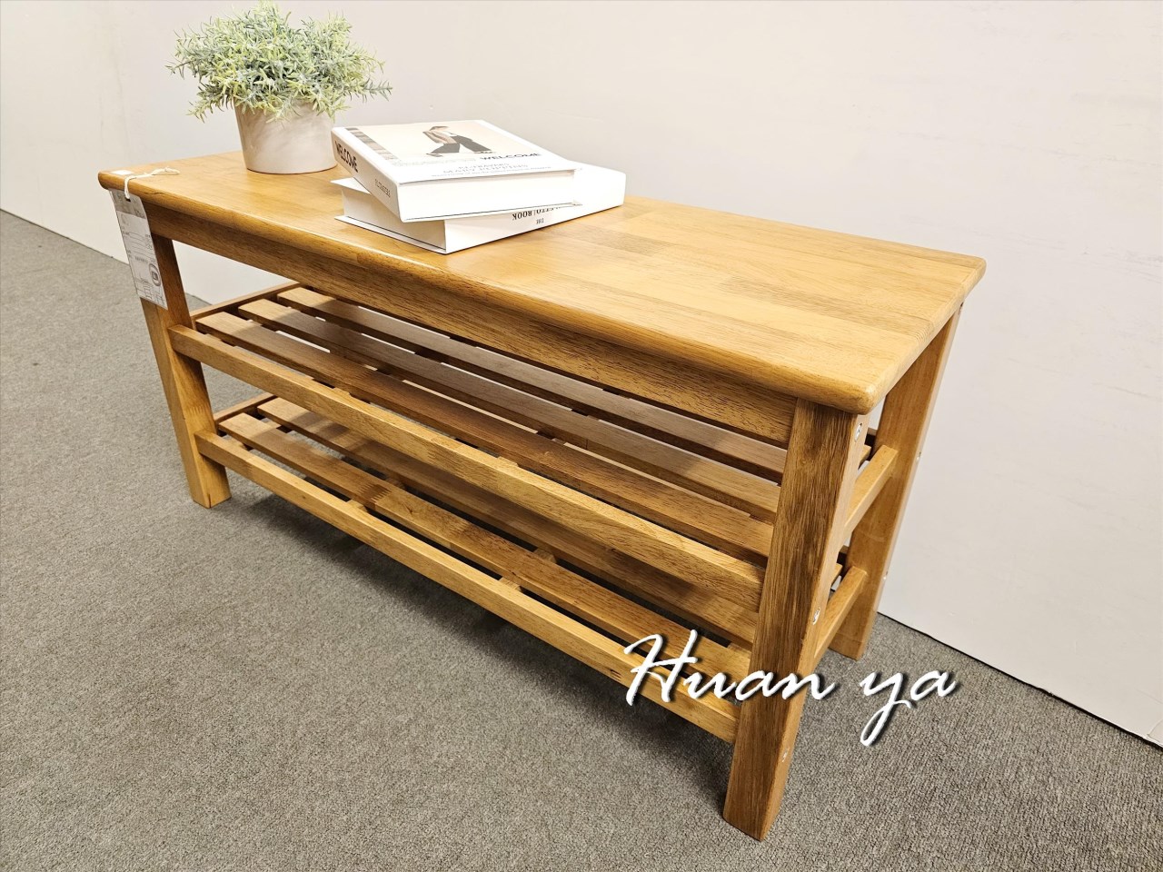 日系柚木實木坐鞋架【可當電視架/等待椅/書架/置物架】