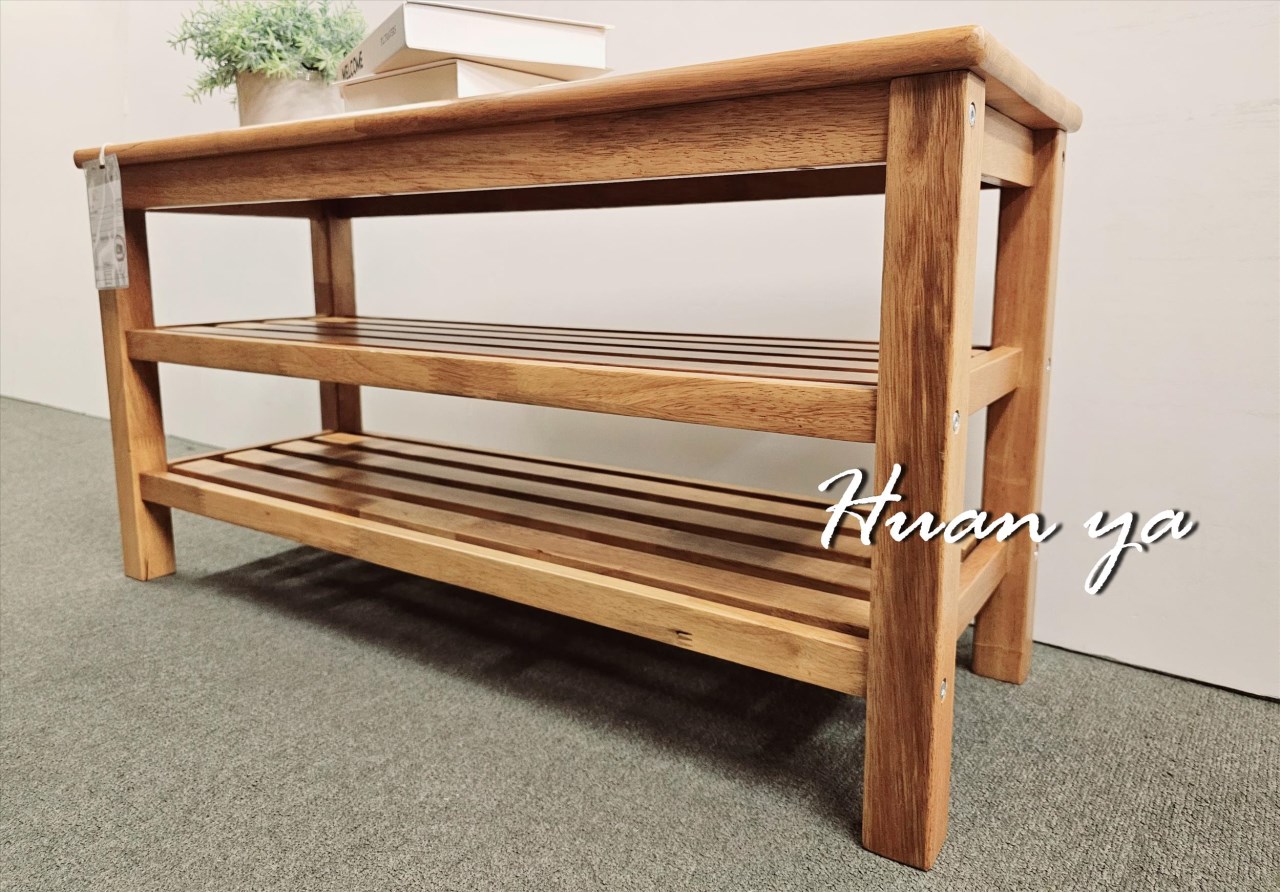 日系柚木實木坐鞋架【可當電視架/等待椅/書架/置物架】