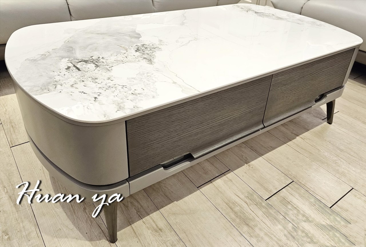 歐圓陶板圓弧大茶几