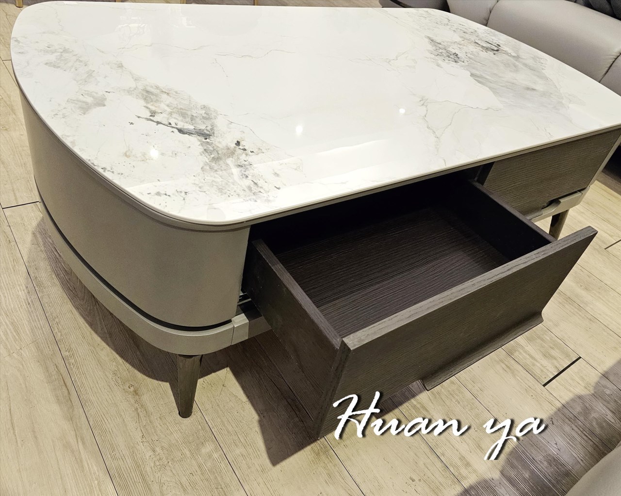 歐圓陶板圓弧大茶几